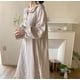 thumbnail image 2 of Vestido coreano pequeño con flores y volantes, cuello de muñeca, manga larga, algodón suave, suelto, camisón de mujer para casa, 2 of 6