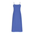 thumbnail image 4 of XUELUO Summer Dresses For Women Solid Color Spaghetti Strap V Neck Loose Casual Maxi Dress Streetwear,Blue,XXL, 4 of 4