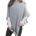 thumbnail image 2 of MSJUHEG Kimonos,Poncho Sweater Women,Cape Coat,Shawl Wraps,Wrap Cardigan,Cape Fringe Horn Buckle Irregular Double Fringe Cape Warm and Thick Gray One Size, 2 of 7