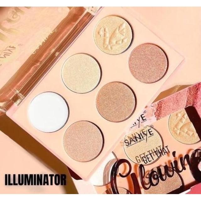 Paleta de Iluminadores de Saniye de 6 Colores. Iluminador, Maquillaje Accesorio Cosmético de Belleza Saniye Get that Glowing
