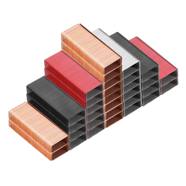 Grapas Uxcell para Engrapadora, Paquete de 4 #10 Grapas Mini de 3/16 Pulgadas de Longitud para Suministros de Oficina, Oro Rosa/Rojo/Negro/Plata