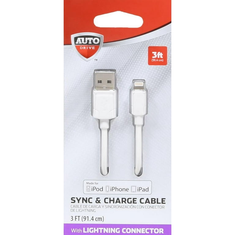 LIGHTNING CHARGE/SYNC CABLE, 3FT,WHITE