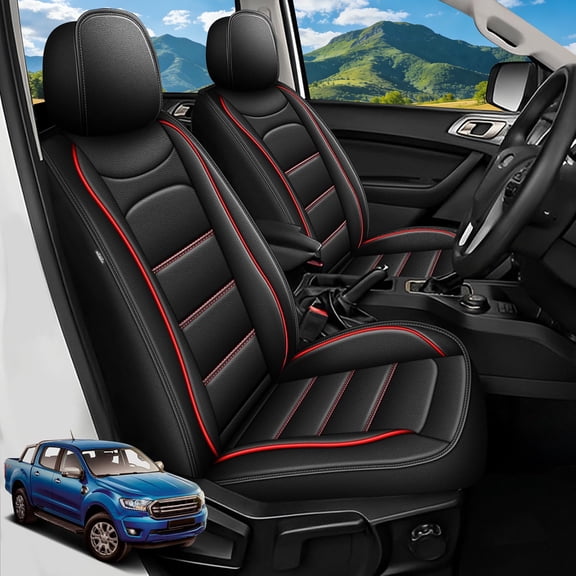 Seat Covers Custom Fit for 2019-2026 Ford Ranger XLT/XL/Lariat (Not for Raptor) 5 Seats Waterproof Leather Seat Protector Full Set