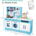 thumbnail image 3 of Lil' Jumbl Wooden Kitchen Playset with Lights & Sounds for Kids, Pretend Play with Washer, Dryer, Sink - Blue, 3 of 6