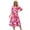 Hot Pink, variant on Women's Ruched Printed Surplice Short Sleeve Dress with Sheer Overlay Elegant Front Detail 95% polyester 5% spandex