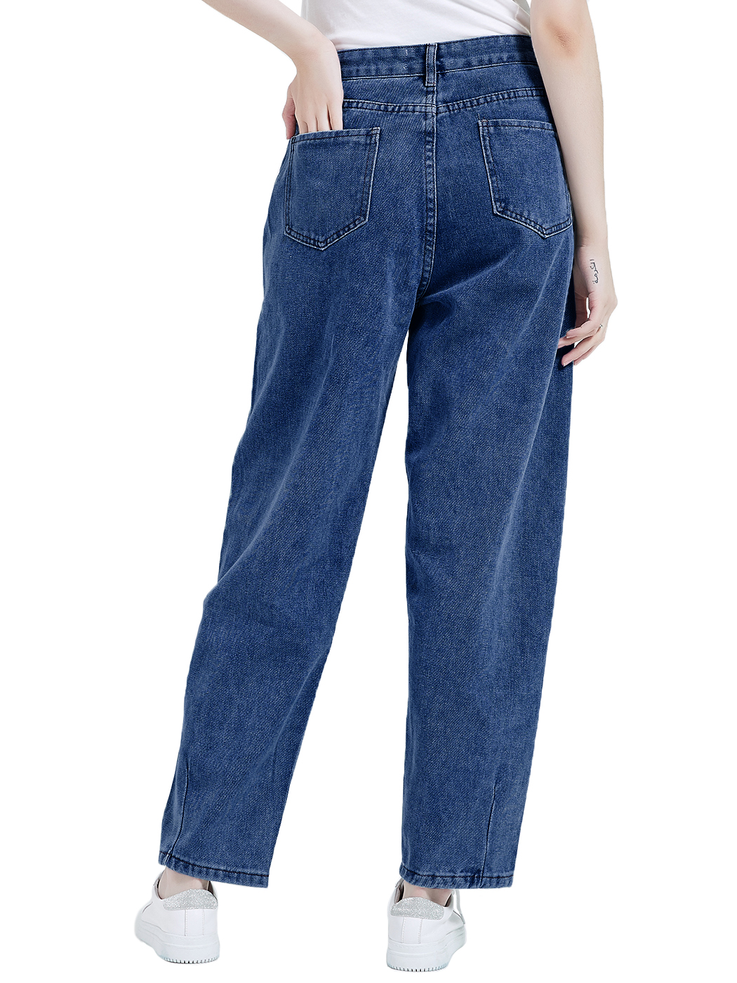 Women's Classic High Waisted Boyfriend Cropped Denim Jeans Loose Harem Pants - image 2 of 7