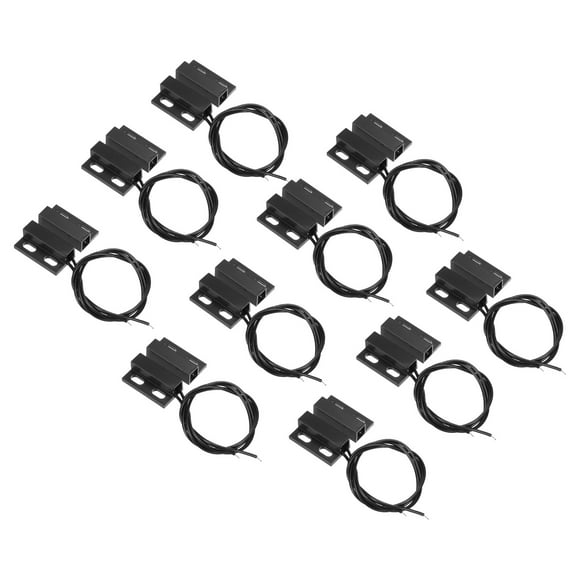 Unique Bargains Magnetic Reed Switch, 10 Pack NC Wired Magnetic Contact Switch, Black