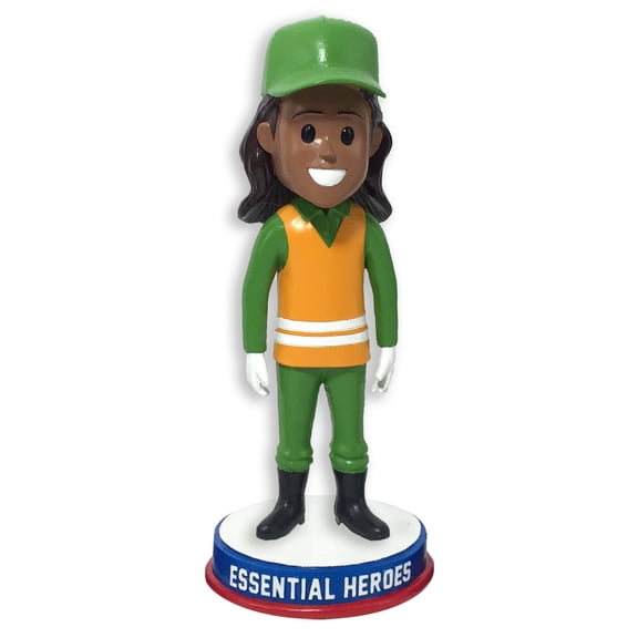 Garbage Waste Disposal Essential Heroes Bobblehead Female Dark Skin Tone