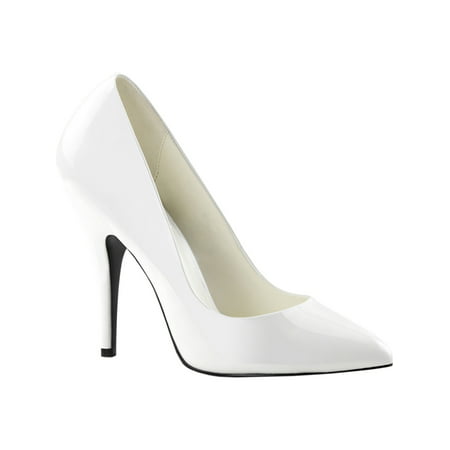 5 Inch Sexy High Heel Shoe Women's Dress Shoes Classic Pump Shoes White Patent