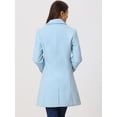 thumbnail image 3 of Abrigos largos de invierno con solapa con muesca y un solo pecho para mujer Azul Claro M, 3 of 5