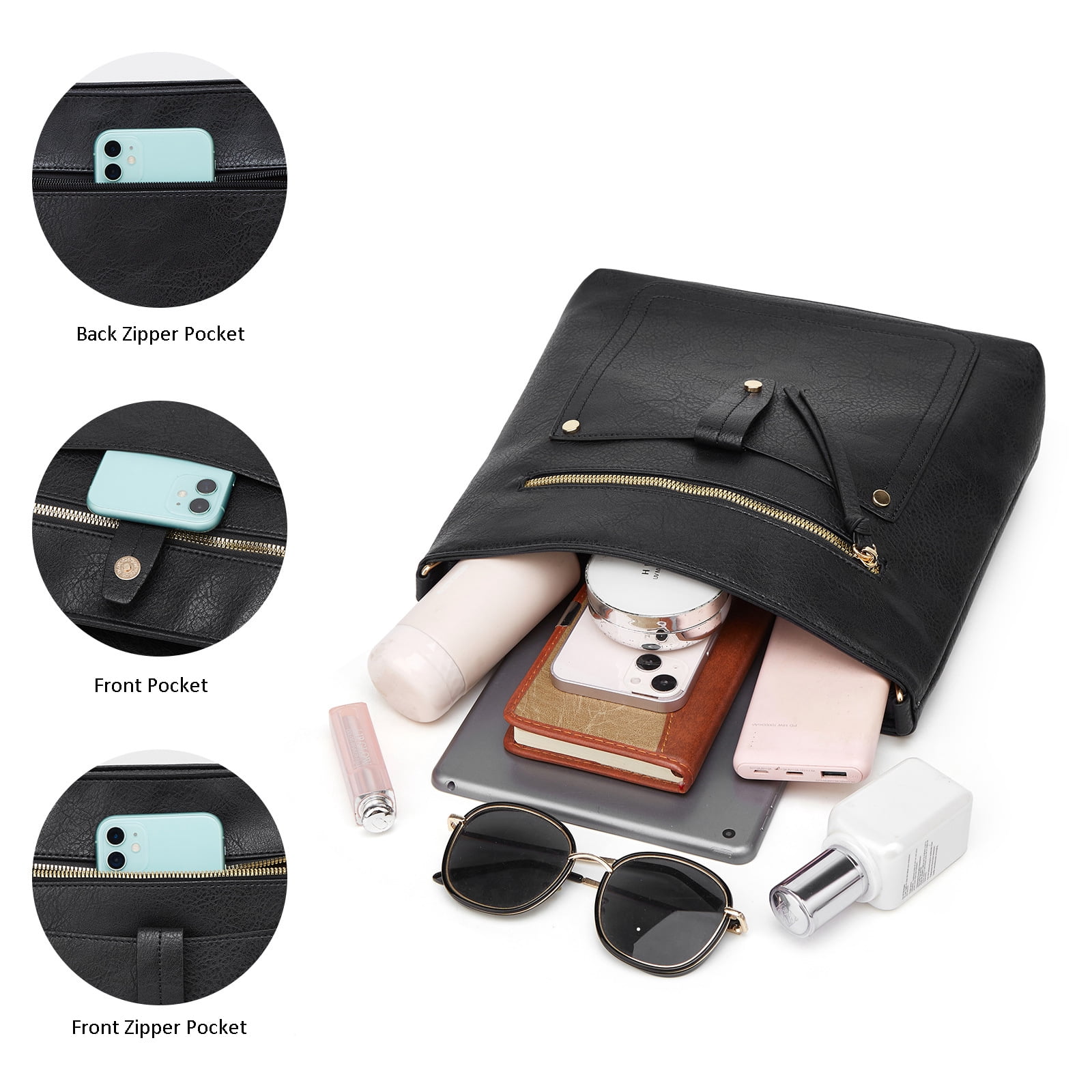 GAEKEAO Hobo Bags for Women Large Leather Purses and Handbags Crossbody Tote Shoulder Bag with Side Pockets Adjustable Strap