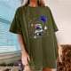 thumbnail image 5 of Moda Mujer Damas Cayó Hombro Mangas Impresión suelta Manga corta Top Pullover Tops Pompotops hfajkhk141451, 5 of 8