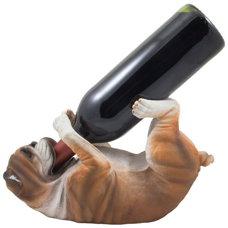 decorative drinking bulldog wine bottle holder in dog and puppy
