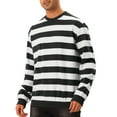 thumbnail image 4 of INSPIRE CHIC Men's Sweatshirts Contrast Stripes Crew Neck Long Sleeve Regular Fit Pullover Sweatshirt 2XL Black White, 4 of 6