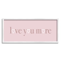 Stupell Industries Soft Pink Love You More Phrase Heart Shapes, 10 x 24, Designed by Daphne Polselli