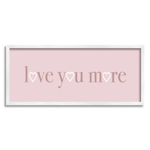 Stupell Industries Soft Pink Love You More Phrase Heart Shapes, 10 x 24, Designed by Daphne Polselli