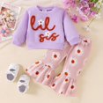 thumbnail image 2 of Odeerbi 0-18 Months Infant Girls Outfits Daisy Print Cotton Crewneck Sweatshirts Flared Pants Set Sweatshirt Floral Bell Bottom Trousers Two-piece Set Infant Girls Clothes, 2 of 9