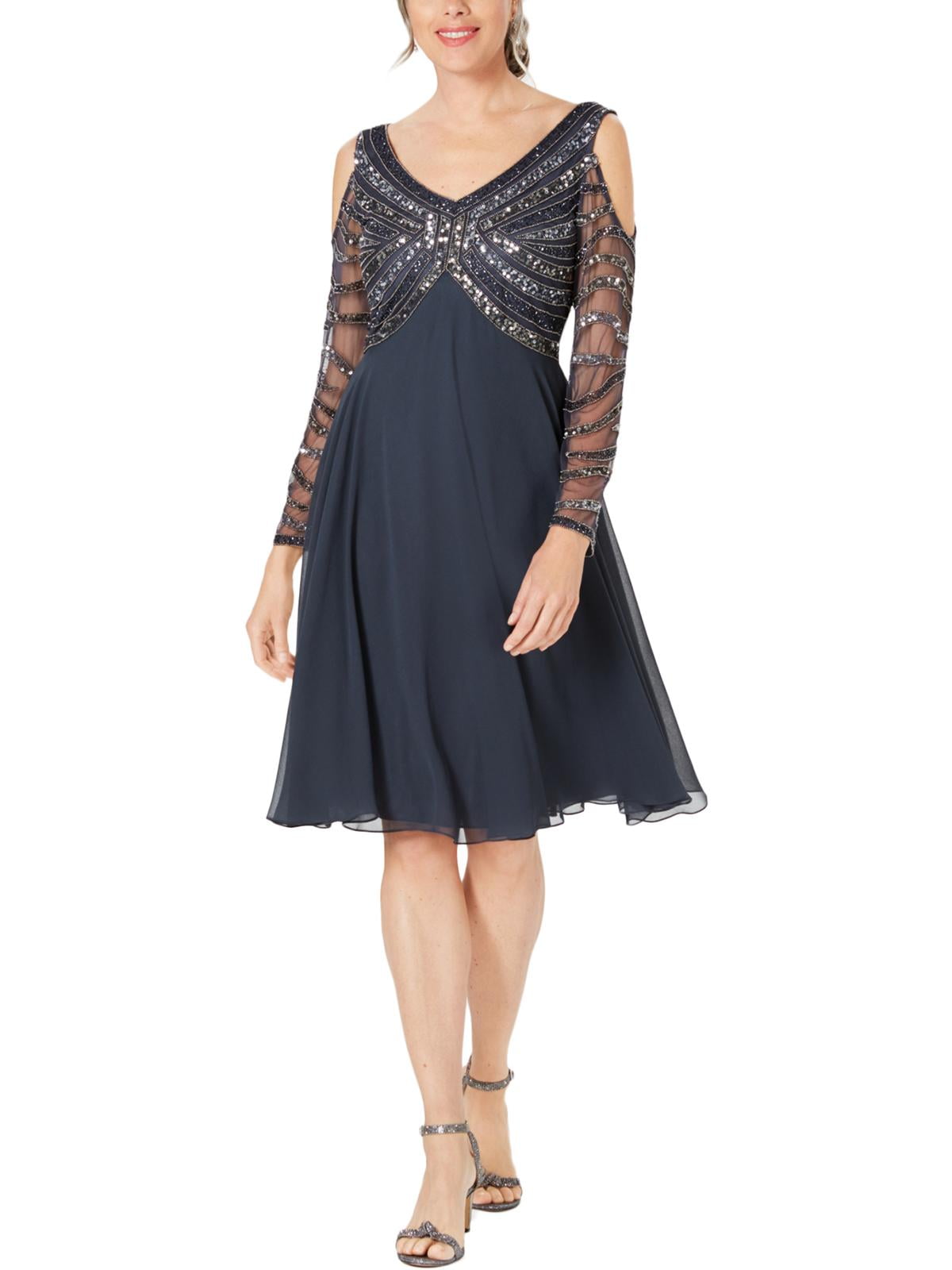 JKara Womens Beaded Cold Shoulder Party 