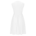 thumbnail image 3 of Women Eyelet Beach Dress: V-Neck Button-Down Sundress with Pockets, Lightweight Knee Length Sleeveless Summer Dress, 3 of 9