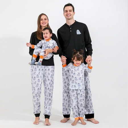 

Homchy Men Dad Father Print Family Matching Long Sleeve Top Pants Set