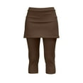 thumbnail image 5 of Brown Yoga Pants Women Skirted Leggings for Women Athletic Skorts Gym Tennis Yoga Legging High Waisted Leggings with Skirts Sweatpants Womens Fashion, 5 of 5