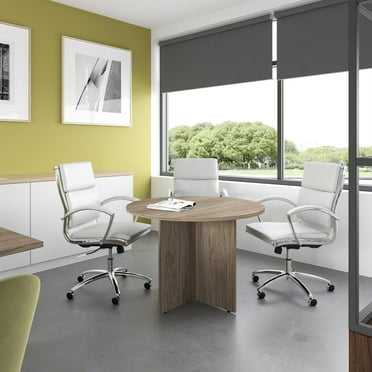 Bush Business 42W Round Conference Table in Modern Hickory - Engineered Wood