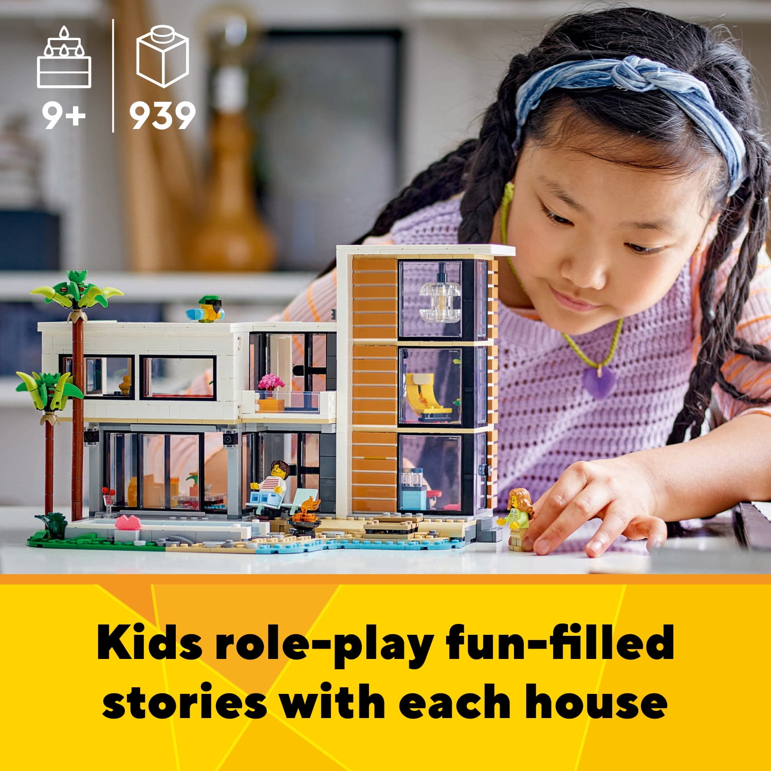 LEGO Creator 3 in 1 Modern House Toy to 3-Story City Building to Forest Cabin, Model House Playset for Kids, Art Building Sets, Gift Idea for Boys and Girls Aged 9 and Up, 31153