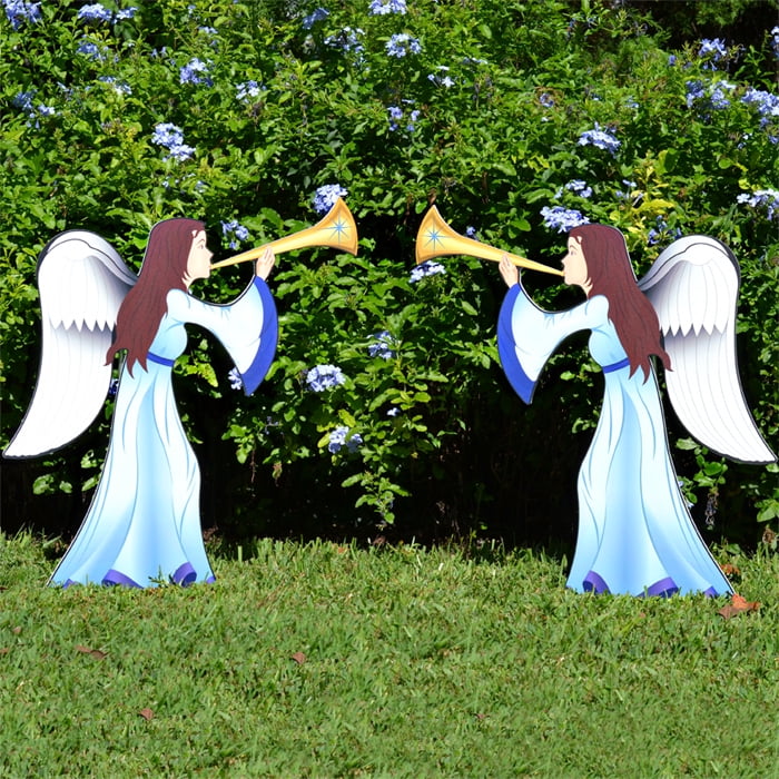 Teak Isle Outdoor Nativity Set  Weatherproof Printed Nativity Angel 2