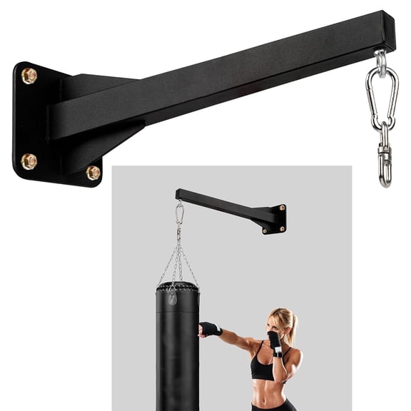 VANROUG Heavy Punching Bag Wall Mount Hanger,Heavy-Duty Boxing Bag Bracket,Punching Bag Mount Stand for Muay Thai and MMA Training, 360 Rotation Swivel Hook Matte Black