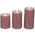 thumbnail image 4 of Northlight LED Flickering Flameless Candy Cane Striped Christmas Wax Pillar Candles - 6" - Set of 3, 4 of 6