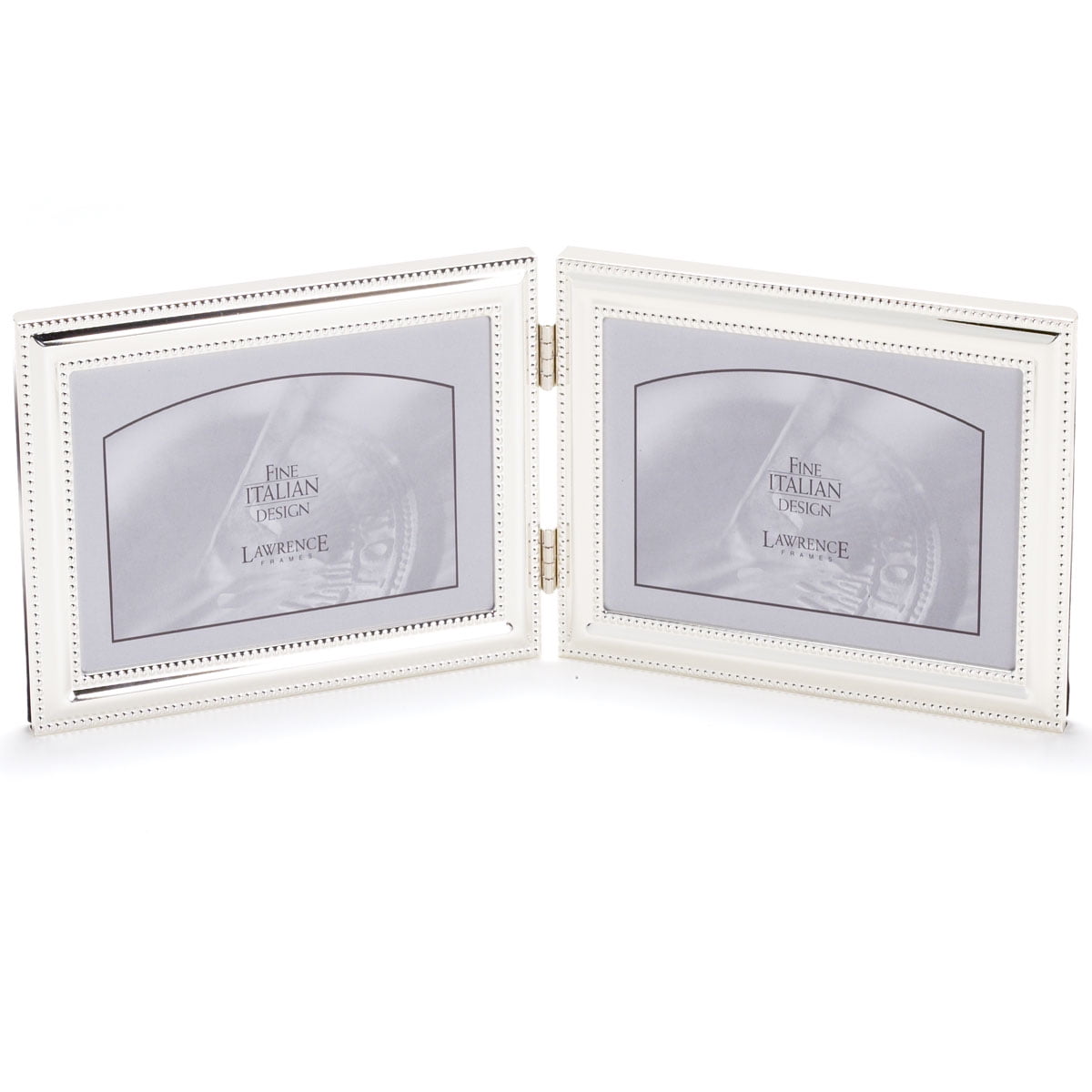 Lawrence Frames Silver Double Bead 7x5 Hinged Double Picture Frame