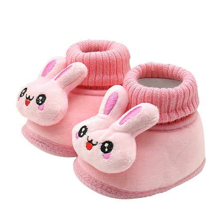

nsendm Shoes for 1 Year Old Girl Sole Shoes Prewalker Baby Warm Cartoon Toddler Soft Shoes Rabbit Baby Shoes Shoes Pink 14