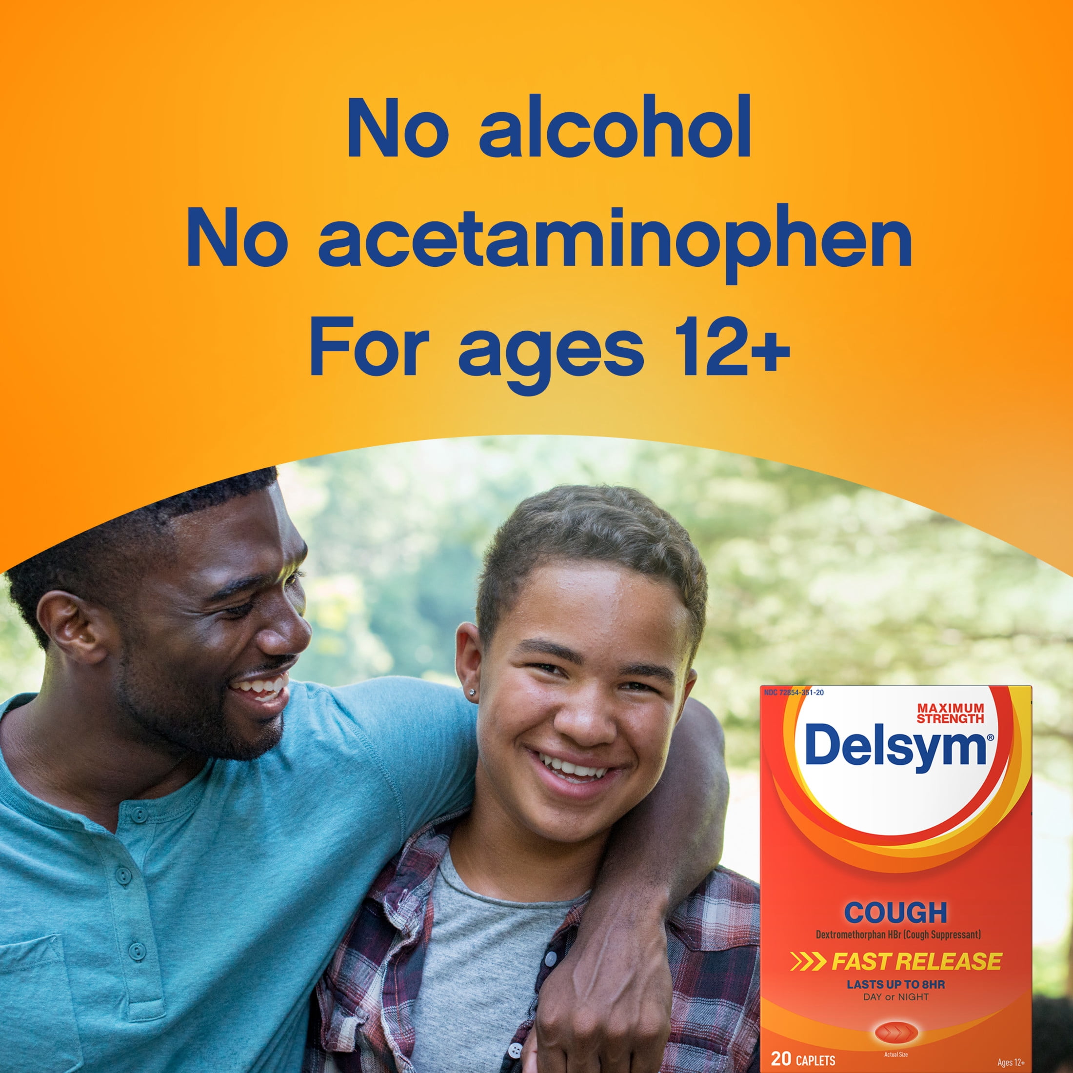 Maximum Strength Delsym Cough Suppressant,  Fast Release Caplets,  lasts up to 8 hour day or night, 20 count.