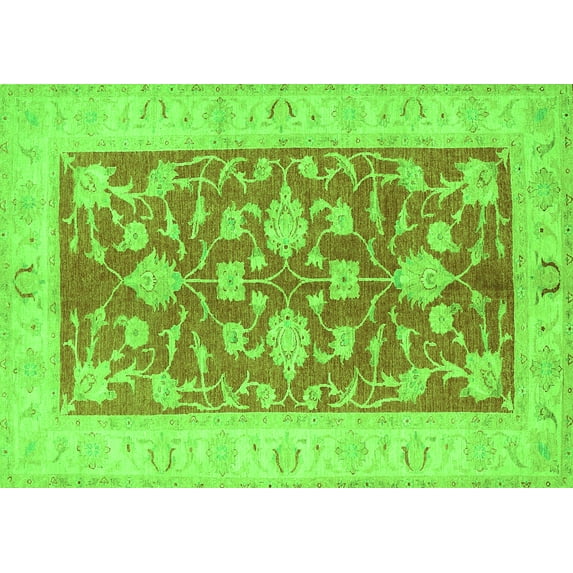 Ahgly Company Indoor Rectangle Oriental Green Traditional Area Rugs, 2' x 3'