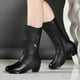 thumbnail image 4 of Botines de mujer Tacón alto Casual Moda femenina Plataforma Tacón de cuña Cremallera lateral Media pantorrilla Zapatos negros Wmkox8yii sa3219, 4 of 7