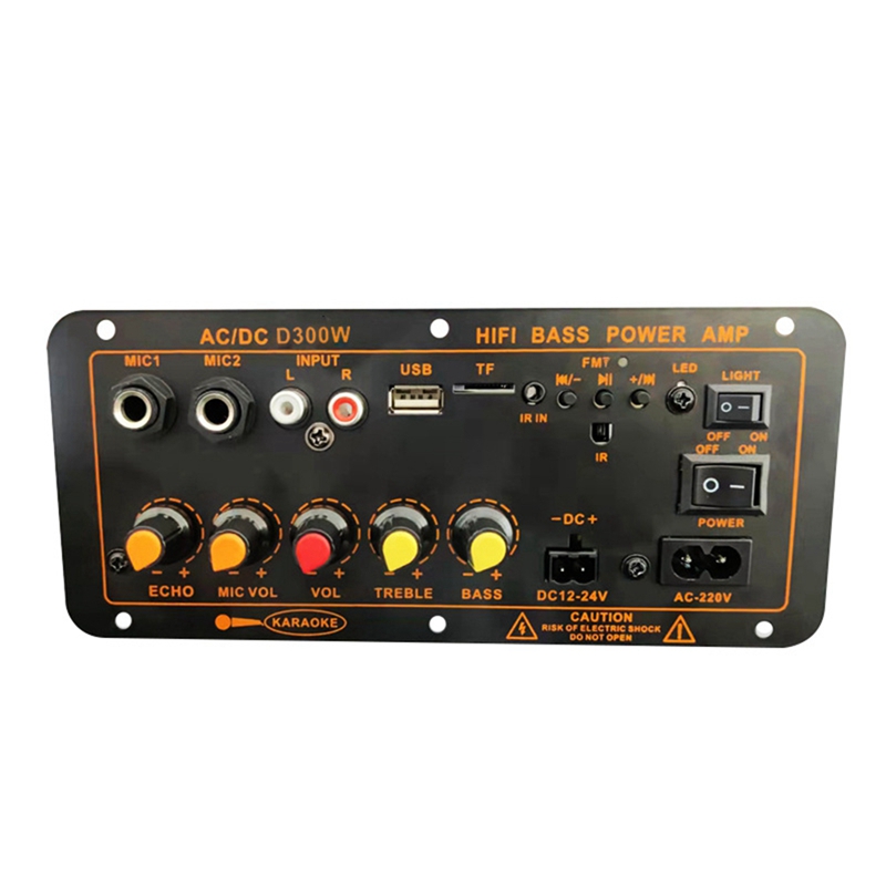 Carte Ampli Audio Bluetooth 5.0 300W - Double Micro, Entrée AUX, Radio FM, Compatible 4-8 Ohms, Prise UE