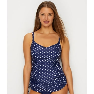 PANACHE Navy/White Dot Anya Spot Balconnet Tankini Top, US 38D, UK 38D, NWOT