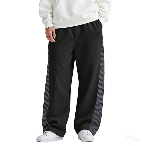 GINGTTO Men's Loose Wide-Leg Paneled Casual Sweatpants, Comfortable Drapey Athletic Pants, Versatile Straight-Leg Trousers for Daily Commute