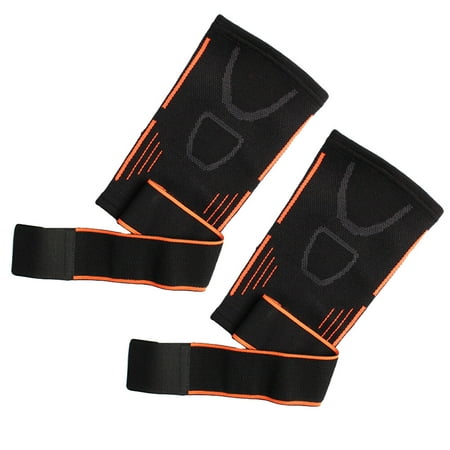 

HOMEMAXS 2pcs Fitness Sports Elbow Protective Breathable Elbow Brace for Riding Biking for Men (Size M Black and Orange)
