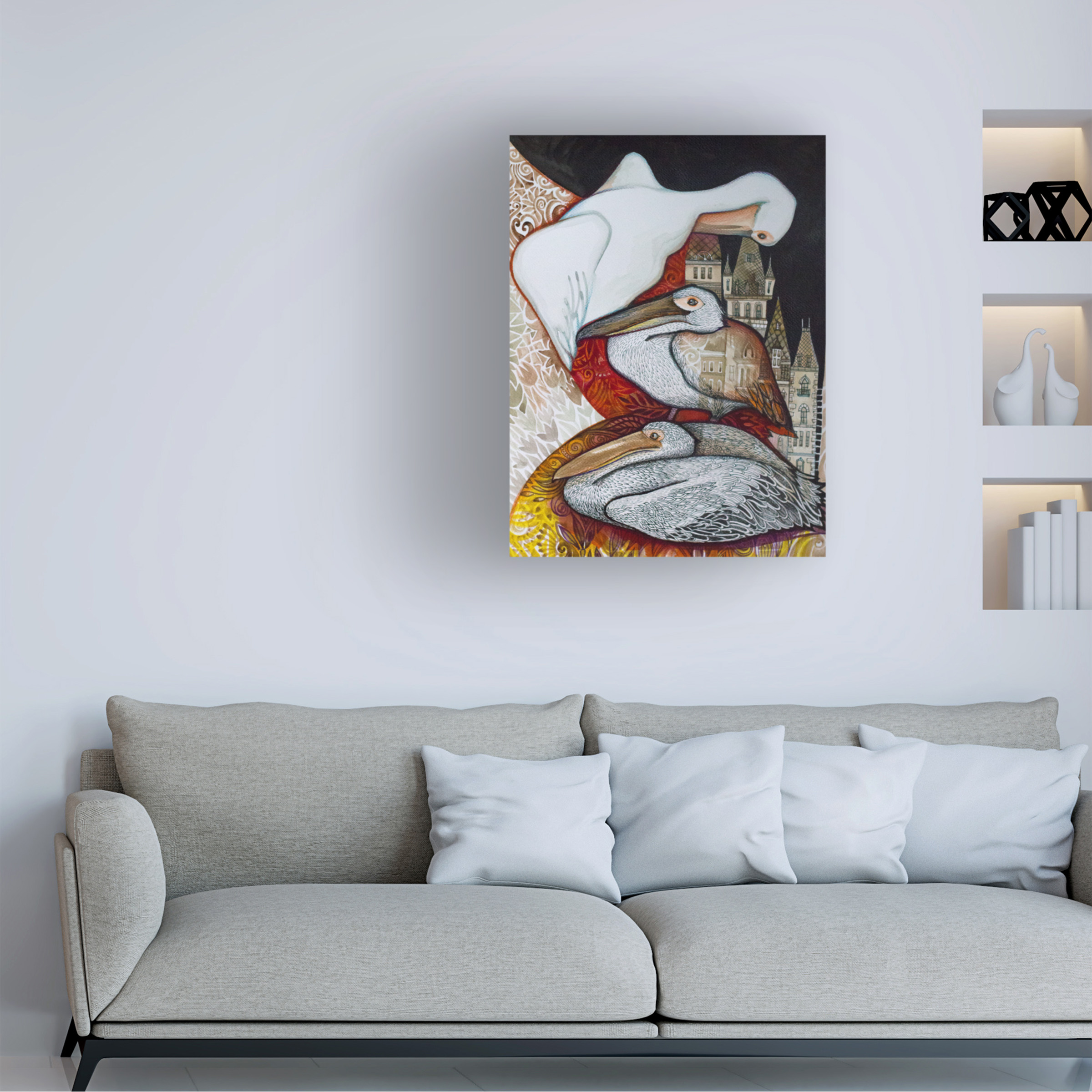 Trademark Fine Art 'Pelicans' Canvas Art by Oxana Ziaka