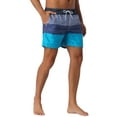 thumbnail image 4 of INSPIRE CHIC Men's Tropical Beach Color Block Drawstring Waist Mesh Lining Striped Board Shorts 32 Blue, 4 of 5