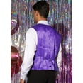 thumbnail image 3 of Unique Bargains Men's Sequin V-Neck Sleeveless Disco Sparkly Waistcoat Suit Vest S Purple, 3 of 6
