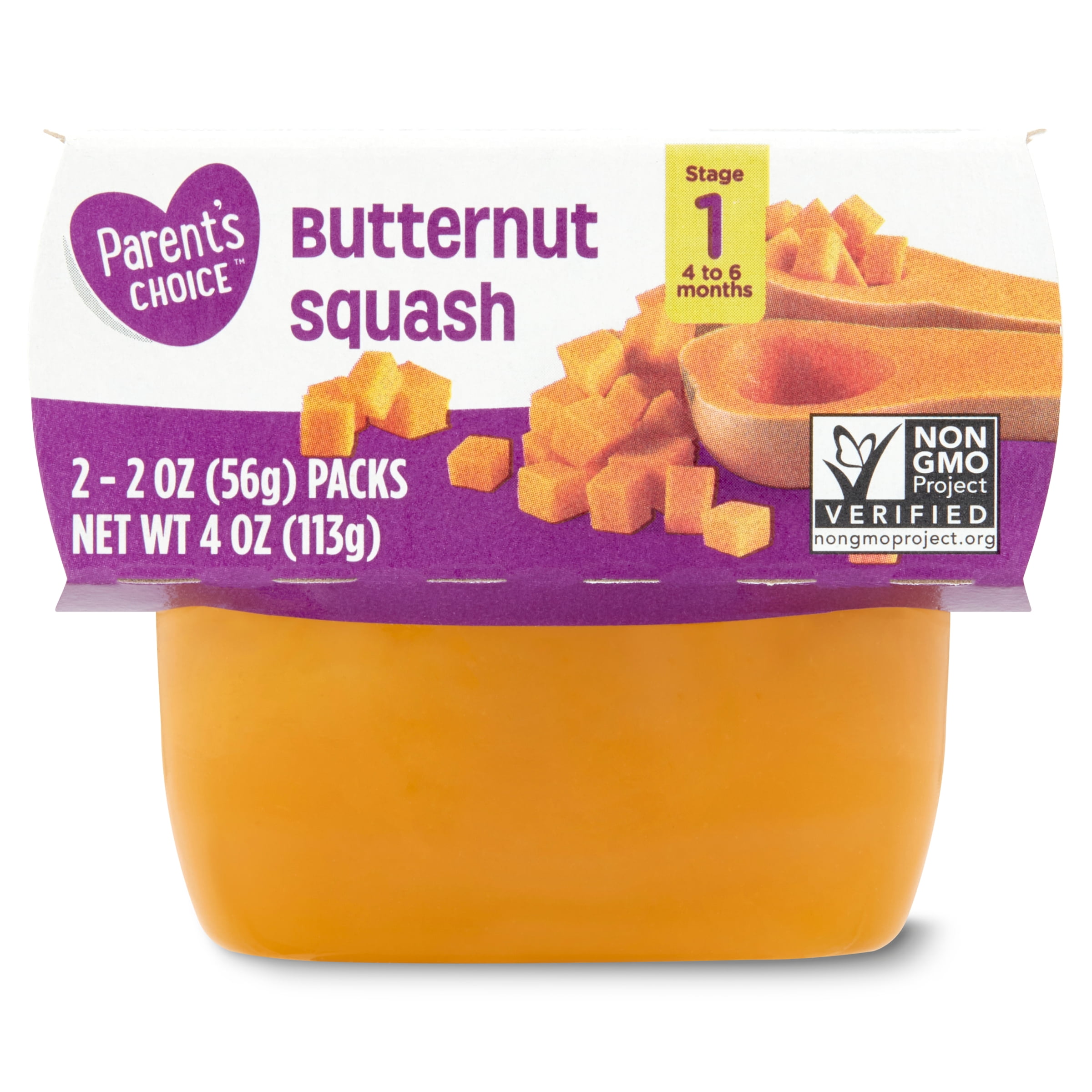 Parent's Choice Stage 1 Baby Food, Butternut Squash, 2 oz Tub, 2 Count