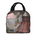 thumbnail image 1 of Fotbe Vintage Collage Girl Butterfly Bolsa Térmica con Estampado y Forro de Aluminio Grueso Bolsa de Almuerzo con Bolsillo Frontal para Hombres y Mujeres, Ideal para Trabajo, Escuela, 1 of 8