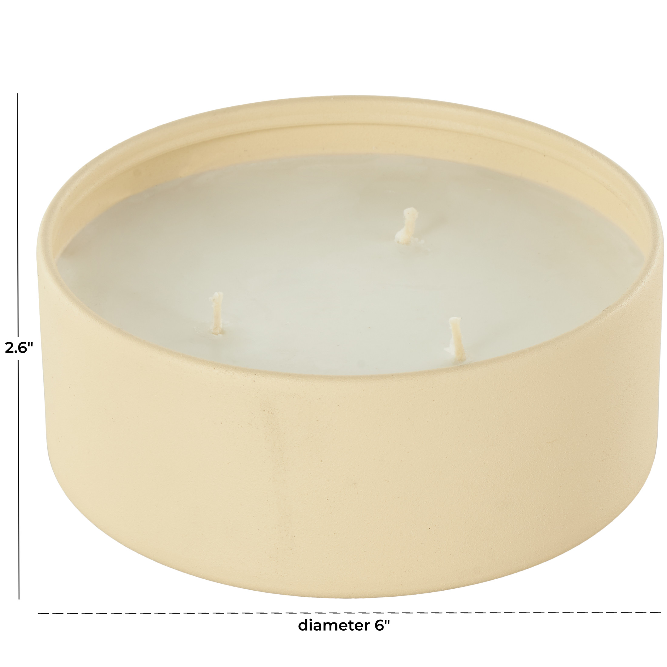 DecMode Beige Metal Rose Blossom & Sandalwood Scented Textured 22oz 3 Wick Candle with White Wax