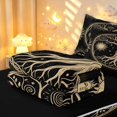 thumbnail image 6 of Homewish Bohemian Nature Tree Zipper Twin Comforter Sets with Fitted Sheet and 2 Pillowcases,Vintage Sun Moon Zipper Bedding Set,Black Gold,Black Reversible,4pcs, 6 of 8