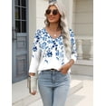 thumbnail image 4 of Zeagoo 3/4 Length Sleeve Womens Work Tops V Neck Tee Fashion Business Casual Work Tops, 4 of 6
