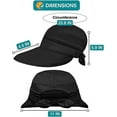 thumbnail image 5 of Women Sun Hat UPF 50+, Zip Off Sun Hat Visor, Ponytail Sun Protection Hat Golf Beach Travel Packable(Black), 5 of 6