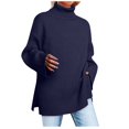 thumbnail image 2 of Babysbule Plus Size Womens Sweaters New Arrivals Women Solid Color Turtleneck Open Long Sleeve Turtleneck Ribbed Sweater Woman Clearance Women's Fashion, 2 of 6