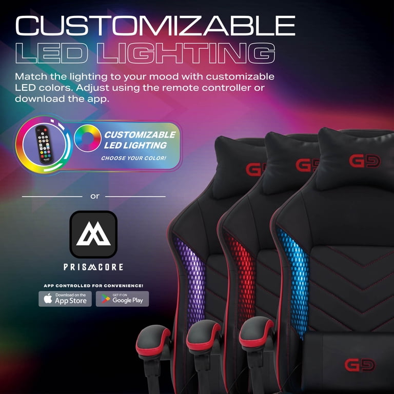 Gamer Gear EdgeX LED Gaming Chair, Massage, Footrest photo 3